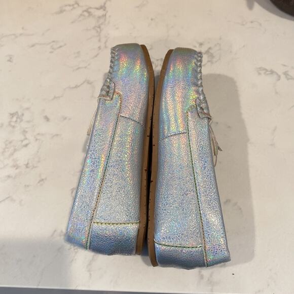 Lands' End Sleeping Unicorn Iridescent Girls Moccasin Slippers size 4 whimsical - Picture 6 of 8